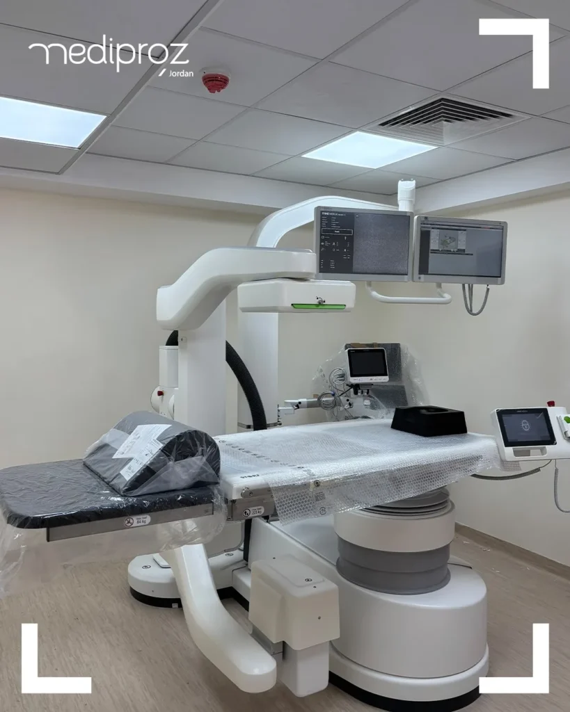 ESWL lithotripsy system installed in a treatment room at Prince Hamza Hospital